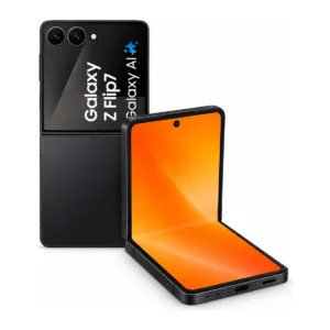 Samsung Galaxy Z Flip 7 u boji Jet Black, zatvoren i otvoren